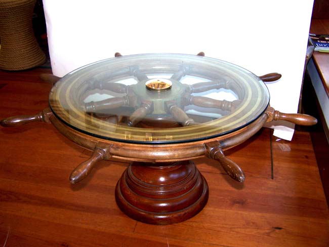 An Antique Ship's Wheel Coffee Table